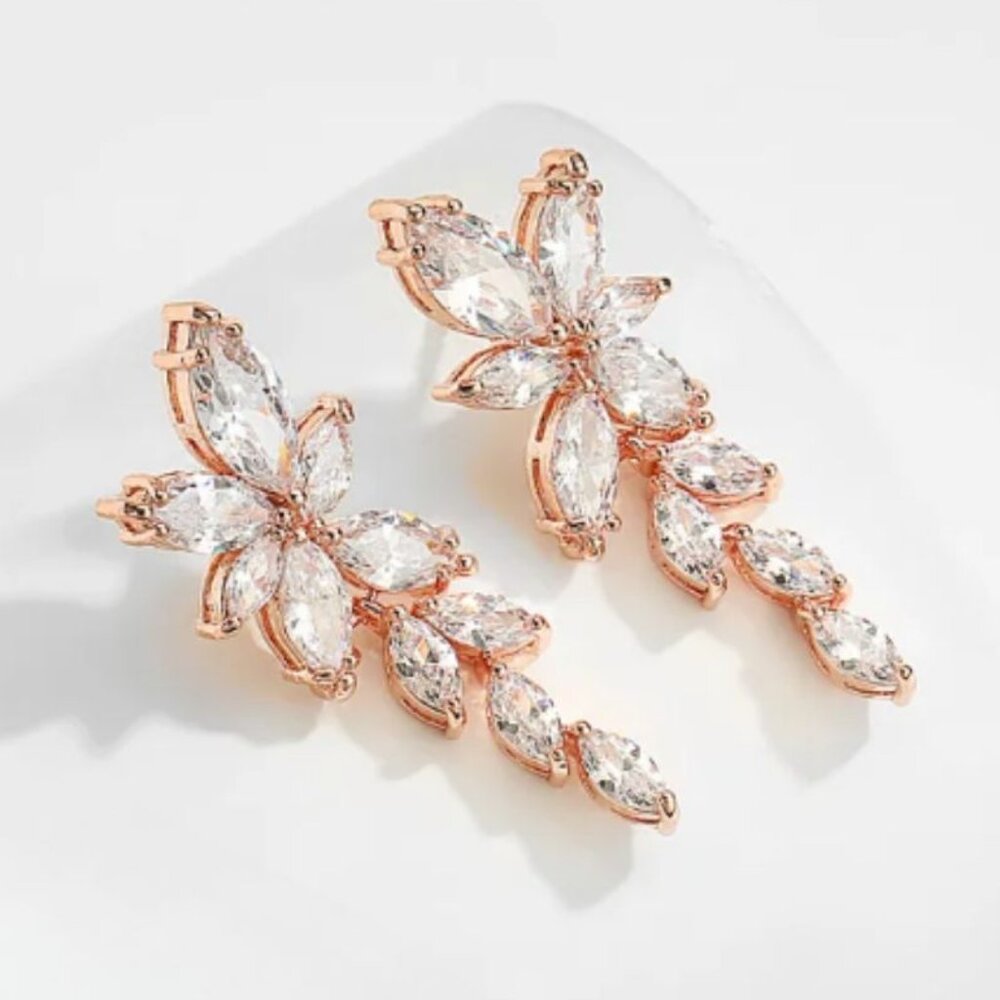 Enchanted Evening Dangle Drop Earrings Wedding Prom Fashion Jewelry, ROSE GOLD